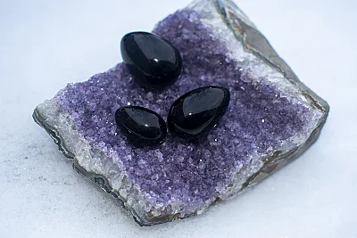 Galaxy Set - sada 3 ks YONI vajíčok - Čierny Obsidián